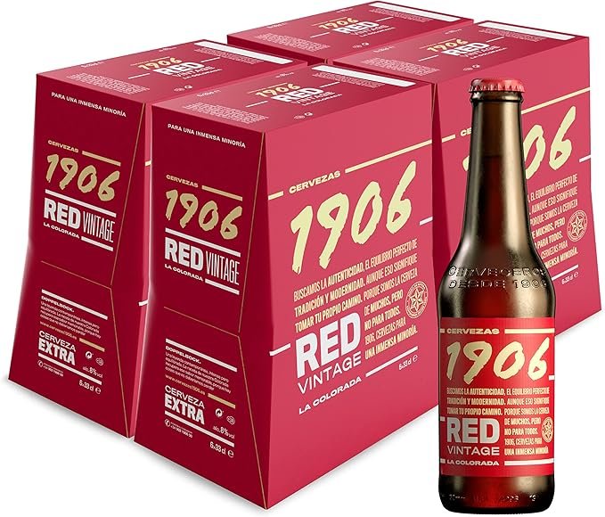 pack de 24 botellas de 33 cl de cerveza 1906 red vintage